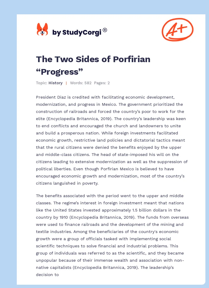 The Two Sides of Porfirian “Progress”. Page 1