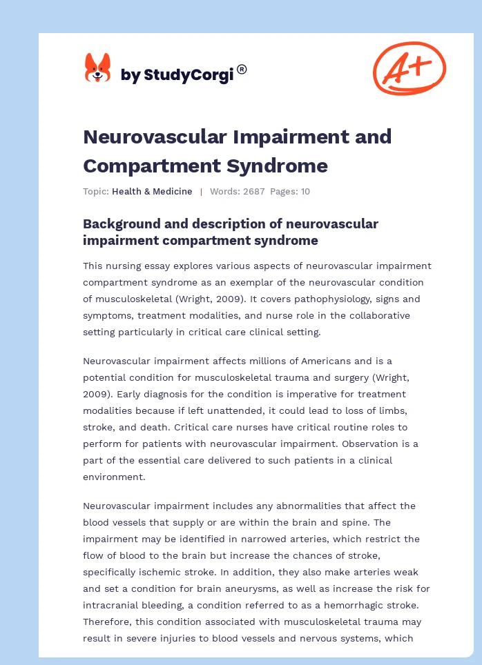 Neurovascular Impairment and Compartment Syndrome. Page 1
