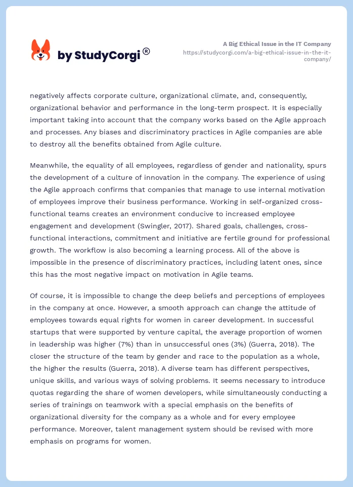 A Big Ethical Issue in the IT Company. Page 2