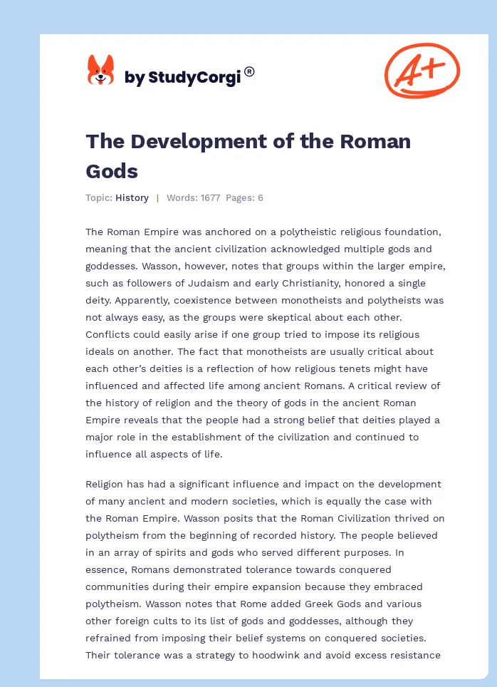 The Development of the Roman Gods. Page 1
