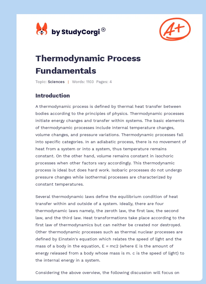 Thermodynamic Process Fundamentals. Page 1