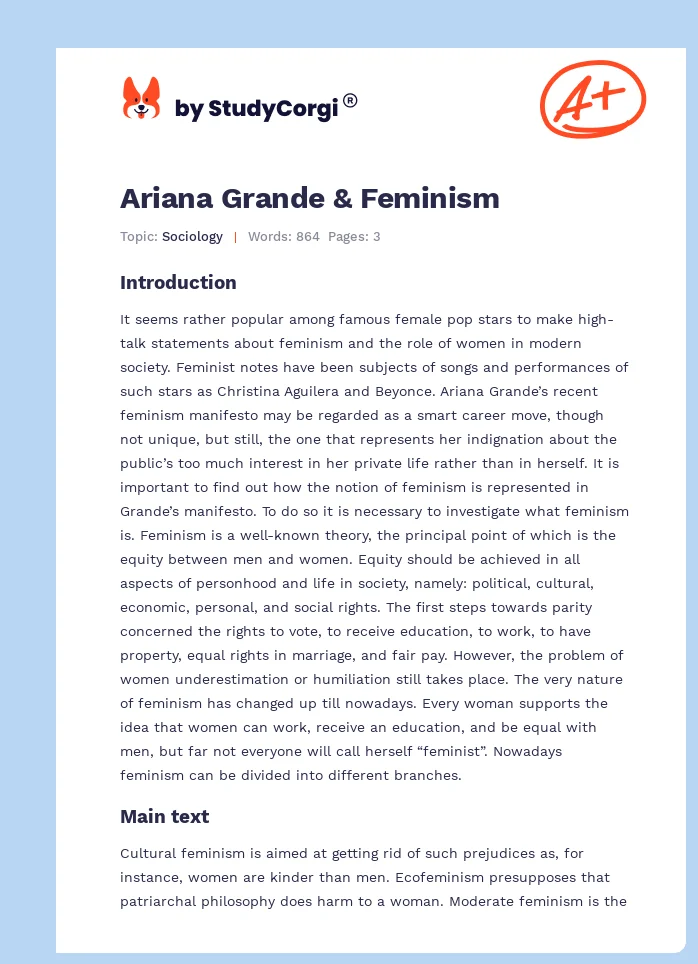 Ariana Grande & Feminism. Page 1