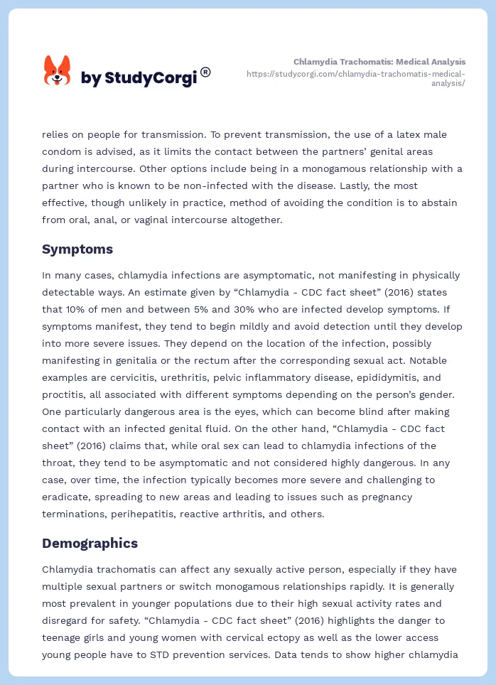 Chlamydia Trachomatis: Medical Analysis. Page 2