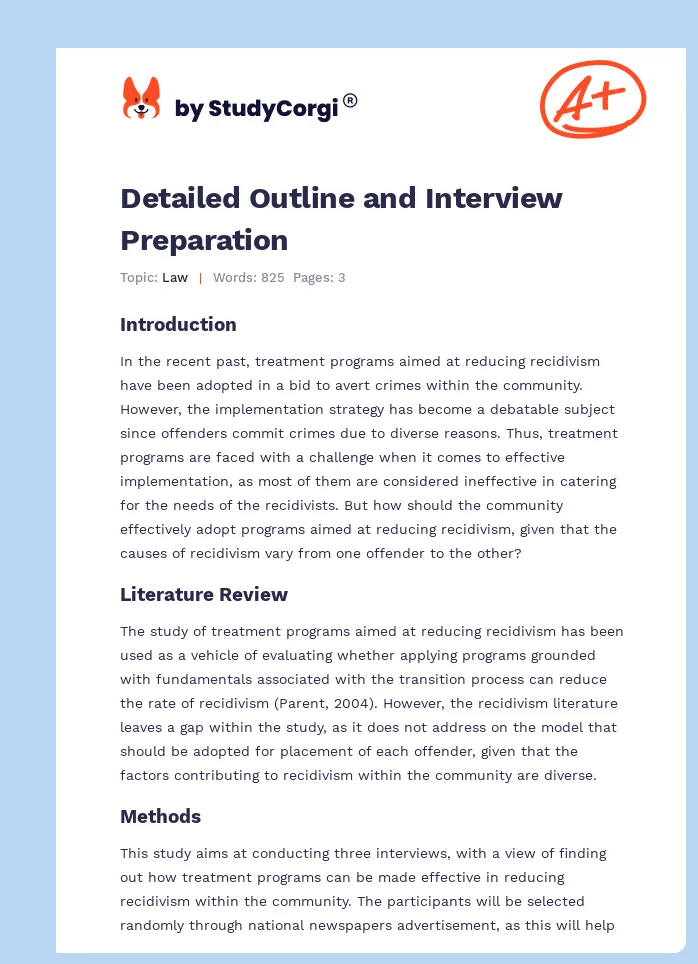 Detailed Outline and Interview Preparation. Page 1