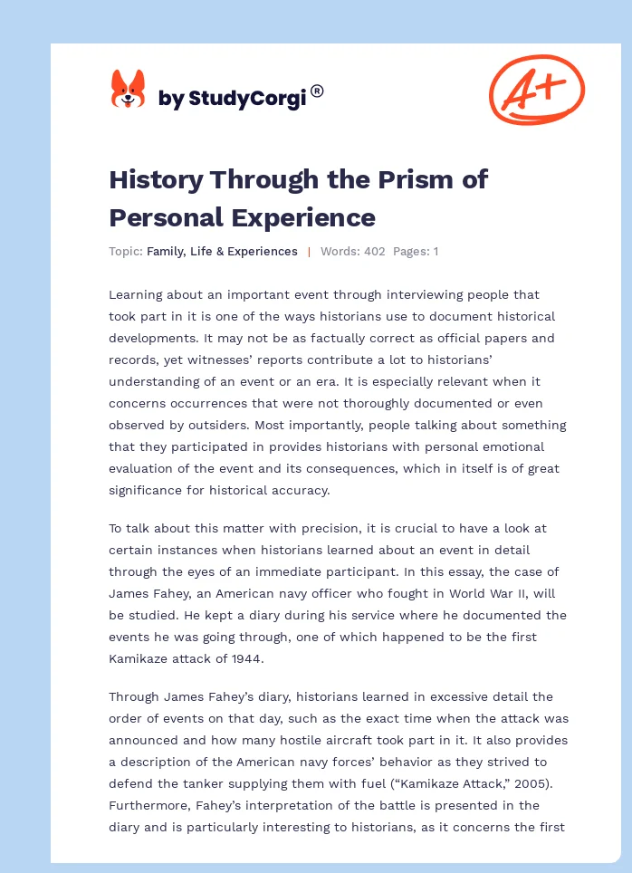 History Through the Prism of Personal Experience. Page 1
