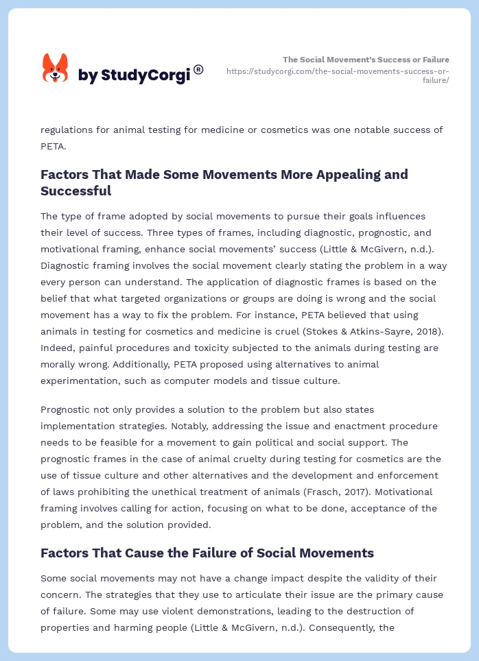The Social Movement’s Success or Failure. Page 2