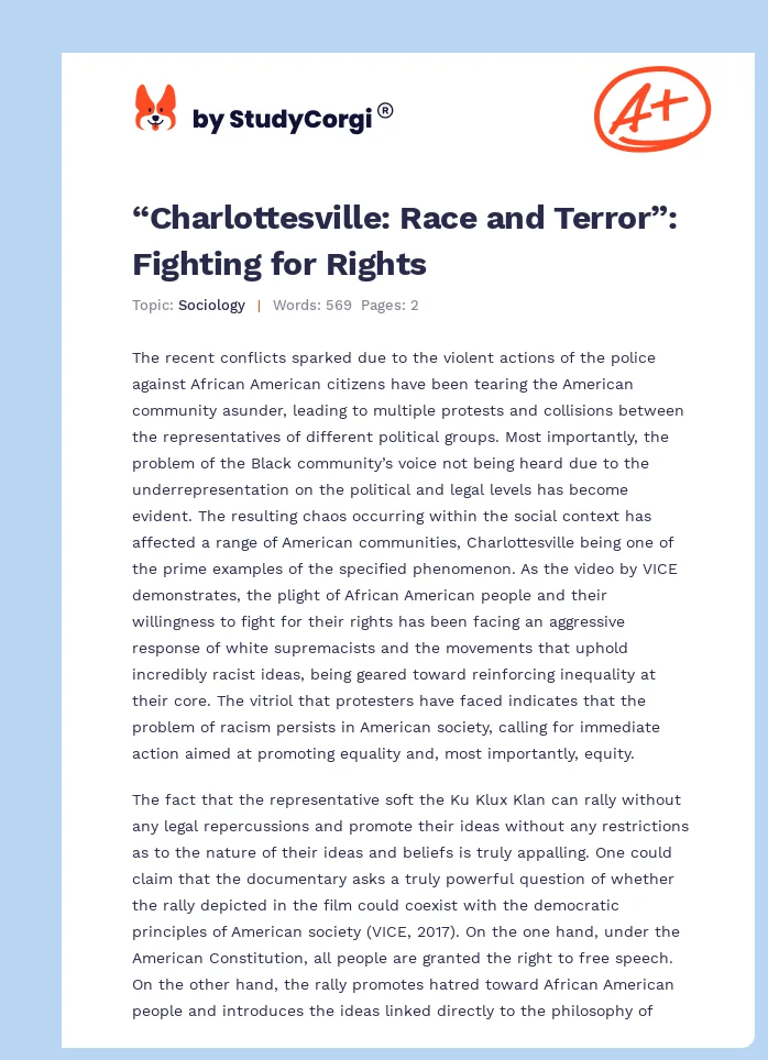 “Charlottesville: Race and Terror”: Fighting for Rights. Page 1