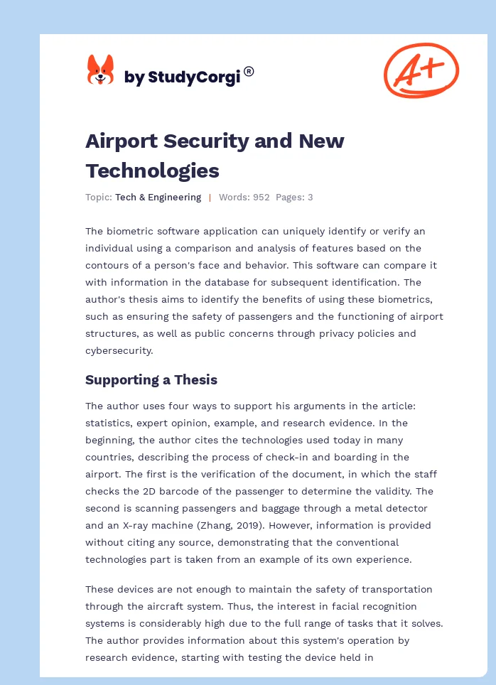 Airport Security and New Technologies. Page 1