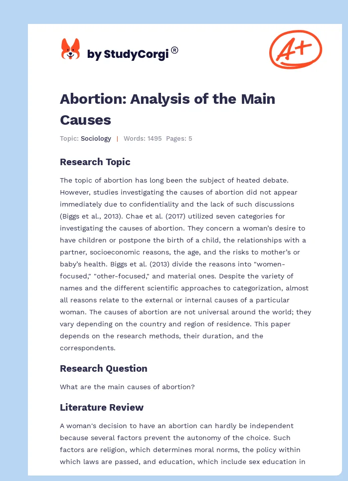 Abortion: Analysis of the Main Causes. Page 1