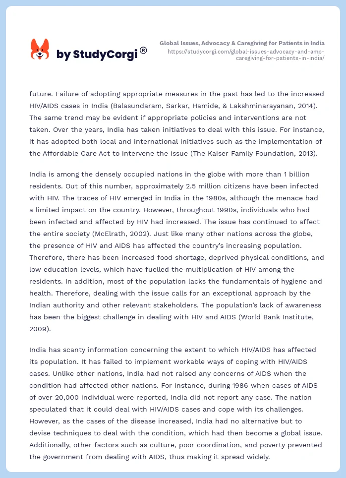 Global Issues, Advocacy & Caregiving for Patients in India. Page 2