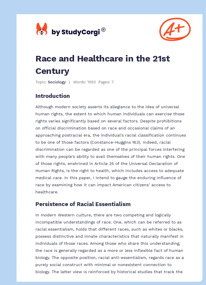 Race and Healthcare in the 21st Century. Page 1