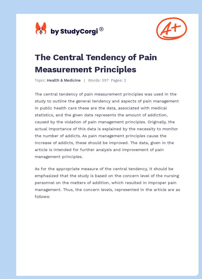 The Central Tendency of Pain Measurement Principles. Page 1
