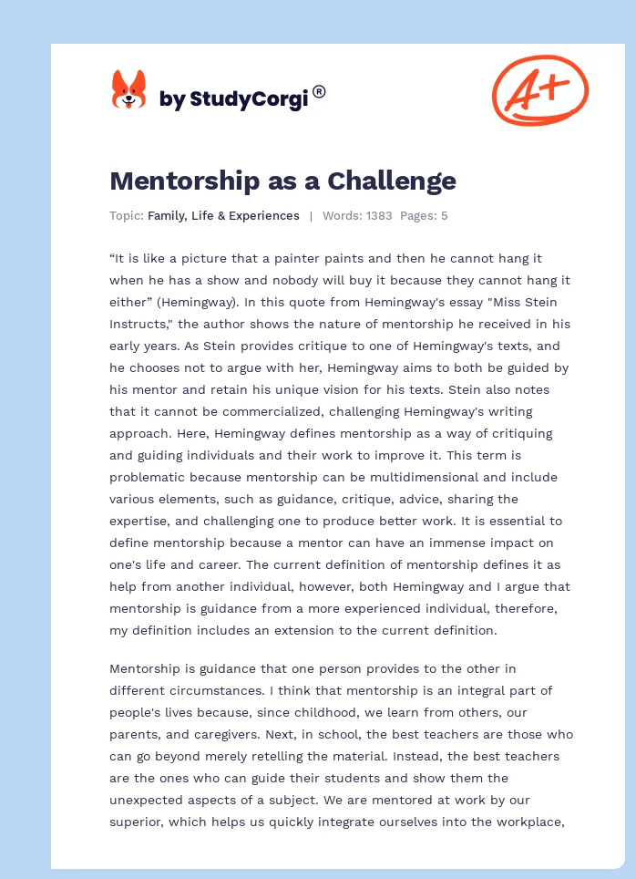 Mentorship as a Challenge. Page 1