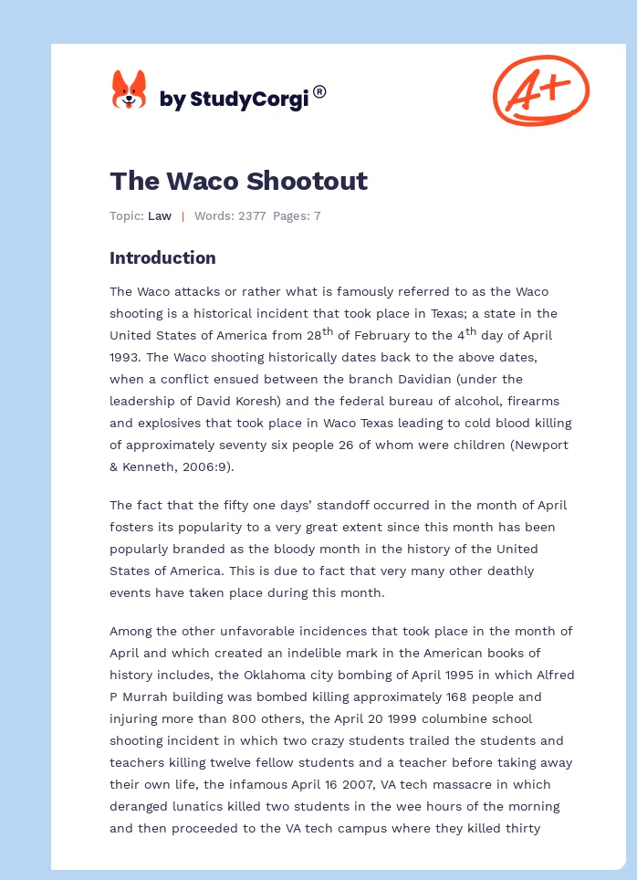 The Waco Shootout. Page 1