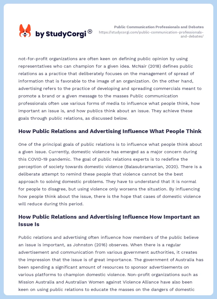 Public Communication Professionals and Debates. Page 2