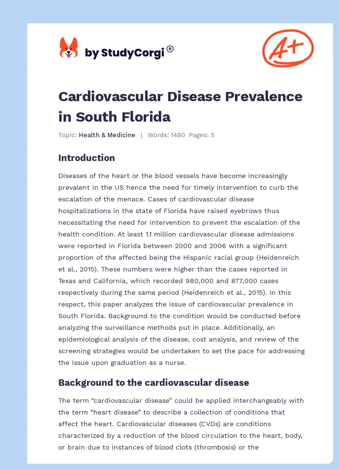 Cardiovascular Disease Prevalence in South Florida. Page 1