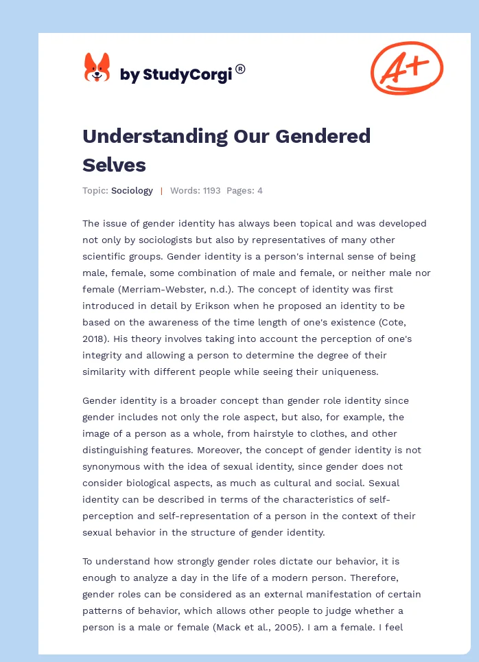Understanding Our Gendered Selves. Page 1