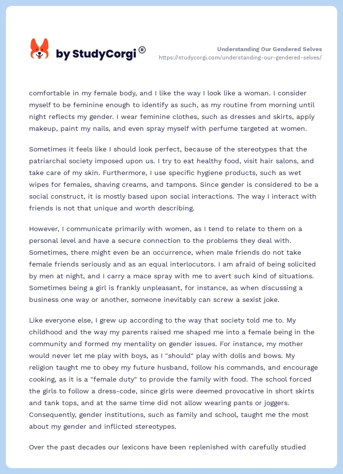 Understanding Our Gendered Selves. Page 2