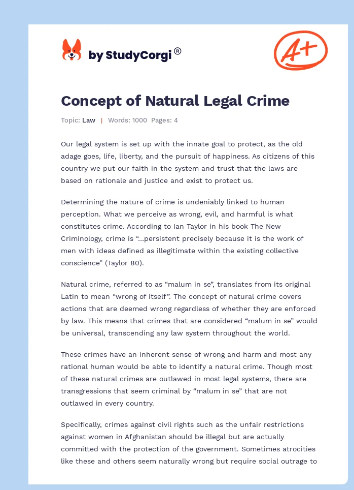 Concept of Natural Legal Crime. Page 1
