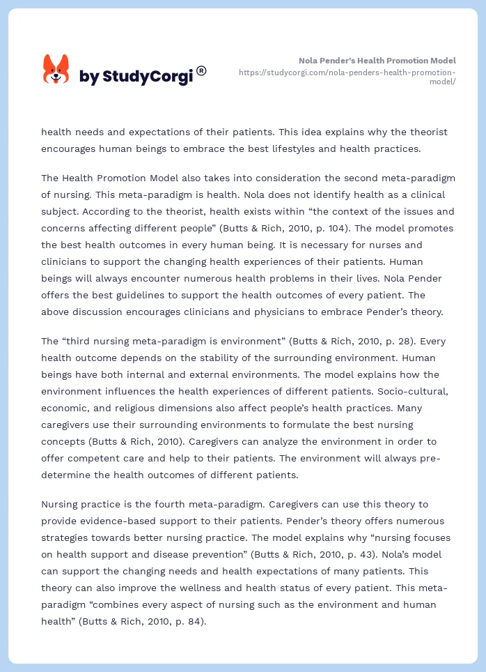 Nola Pender’s Health Promotion Model. Page 2