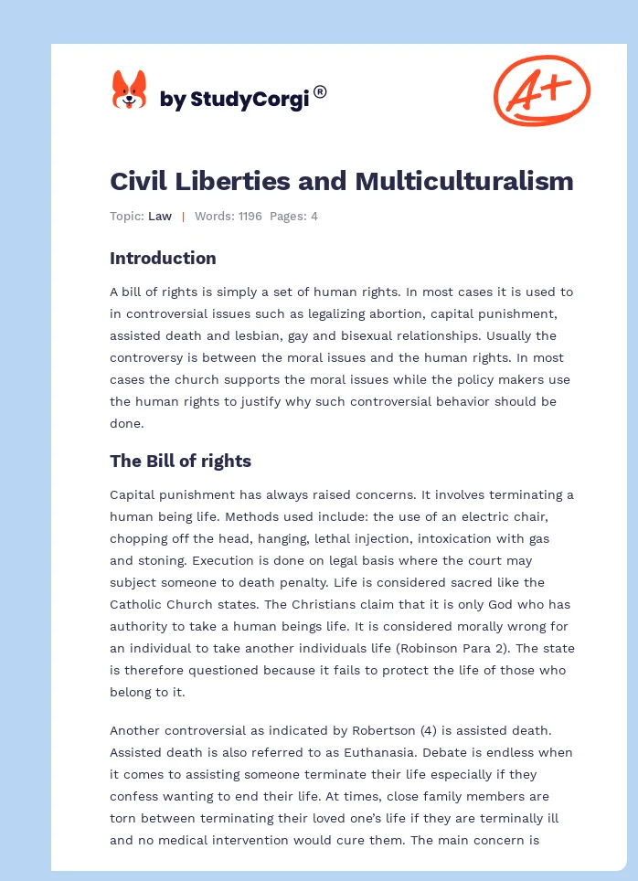 Civil Liberties and Multiculturalism. Page 1