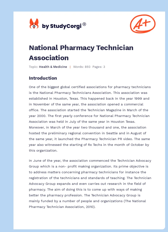 National Pharmacy Technician Association. Page 1