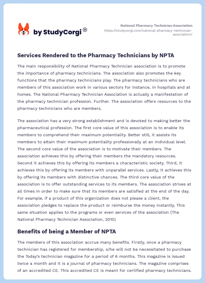 National Pharmacy Technician Association. Page 2