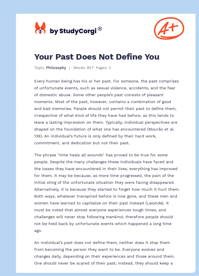 essay about my past doesn't define me