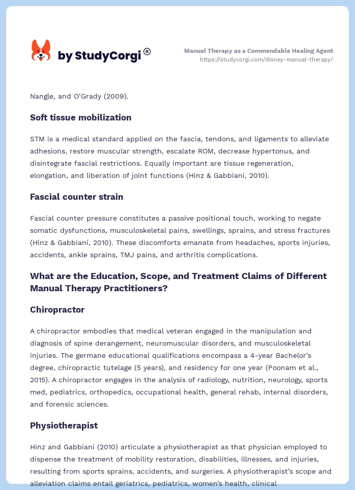 Manual Therapy as a Commendable Healing Agent. Page 2