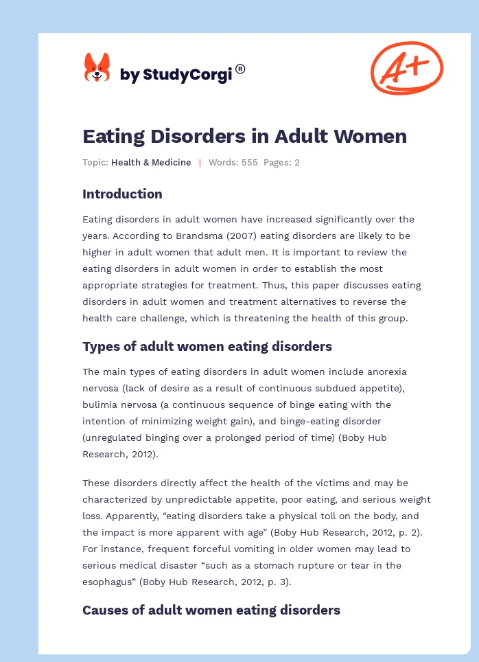 Eating Disorders in Adult Women. Page 1