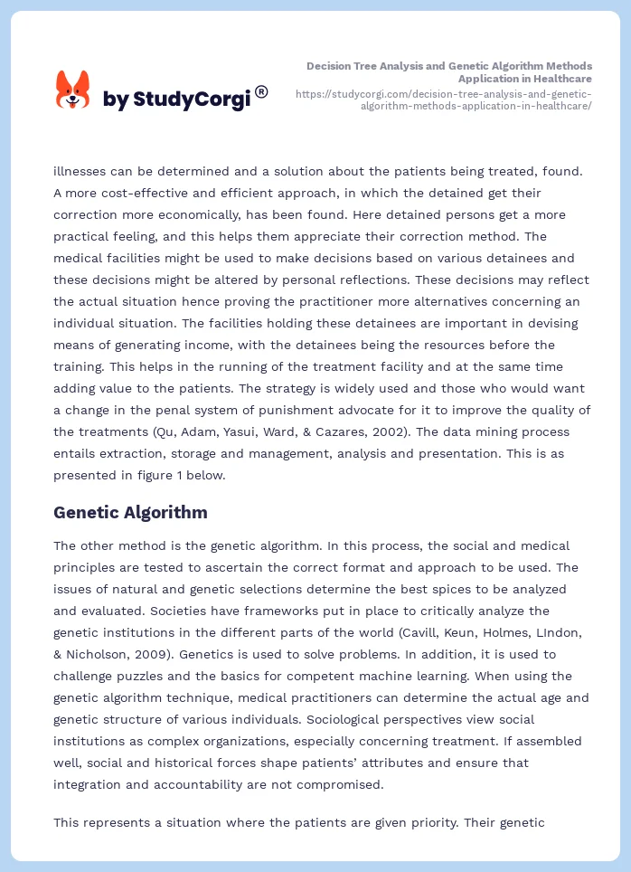 Decision Tree Analysis and Genetic Algorithm Methods Application in Healthcare. Page 2