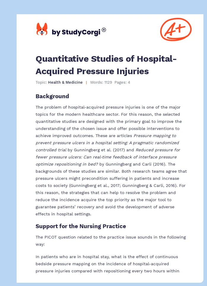 Quantitative Studies of Hospital-Acquired Pressure Injuries. Page 1