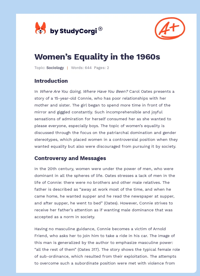 Women’s Equality in the 1960s. Page 1