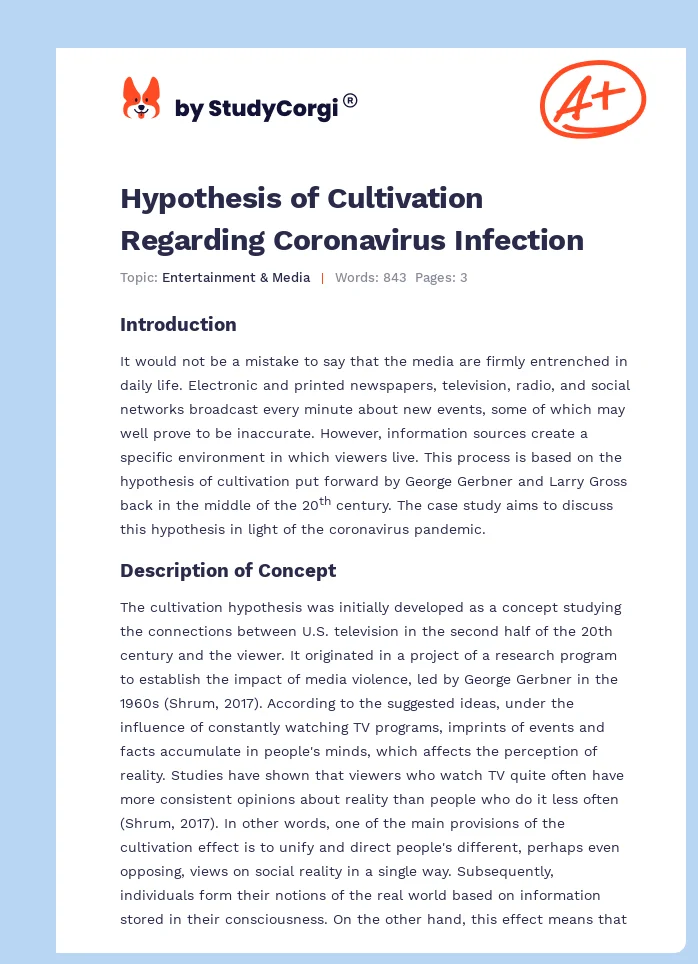 Hypothesis of Cultivation Regarding Coronavirus Infection. Page 1