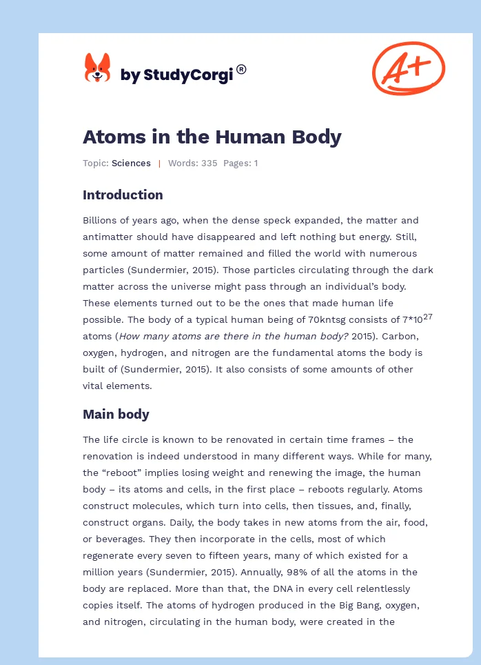 Atoms in the Human Body. Page 1