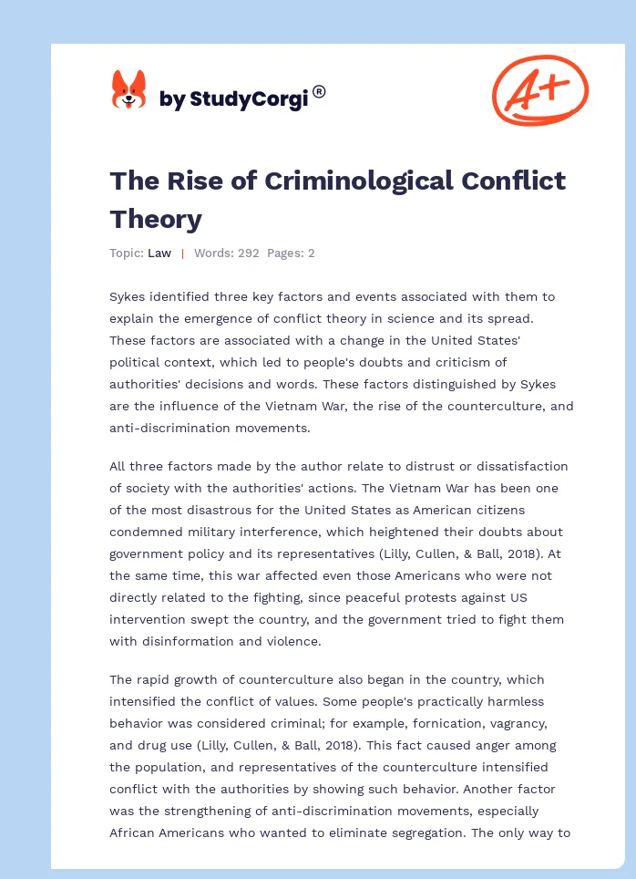 The Rise of Criminological Conflict Theory. Page 1