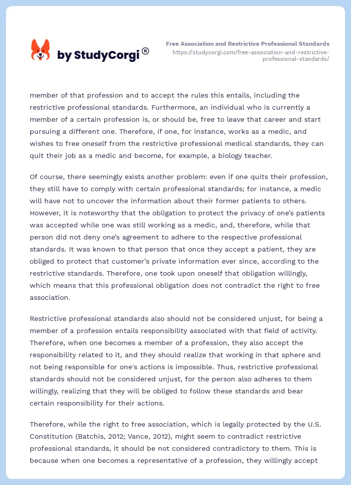 Free Association and Restrictive Professional Standards. Page 2
