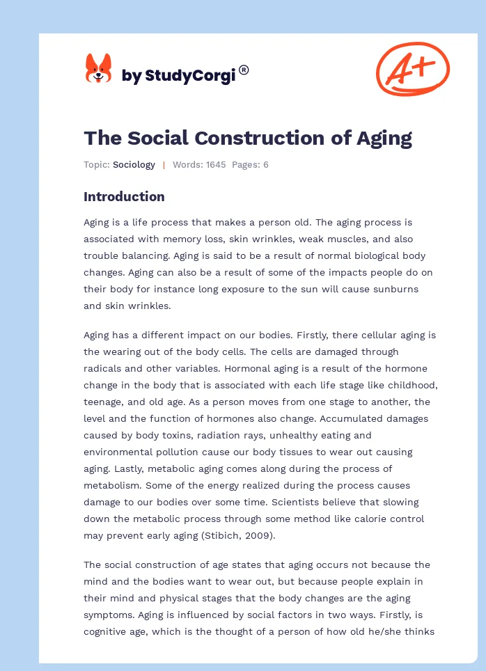 The Social Construction of Aging. Page 1