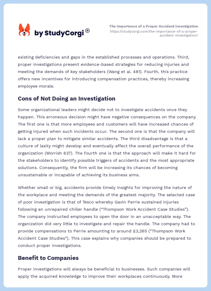 The Importance of a Proper Accident Investigation. Page 2