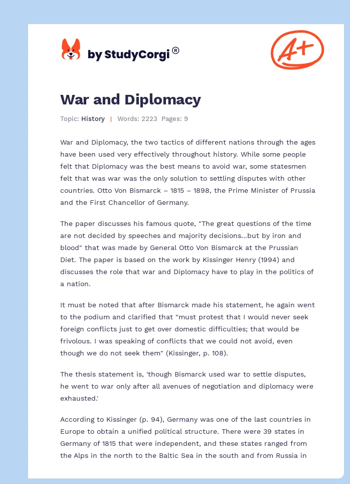 War and Diplomacy. Page 1