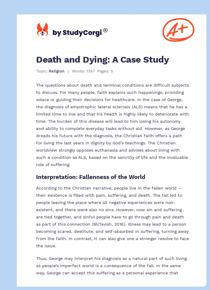 Death and Dying: A Case Study. Page 1