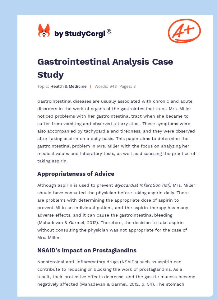 Gastrointestinal Analysis Case Study. Page 1