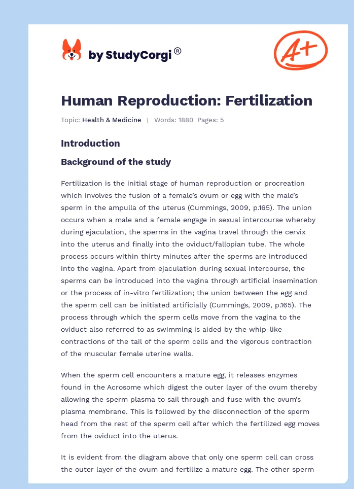 Human Reproduction: Fertilization. Page 1