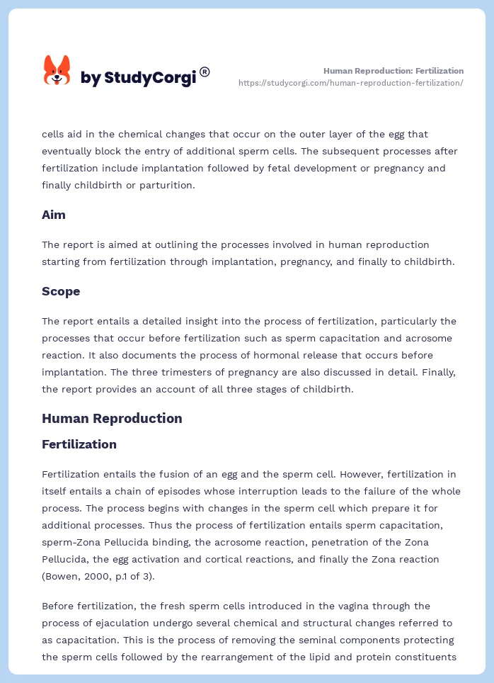 Human Reproduction: Fertilization. Page 2