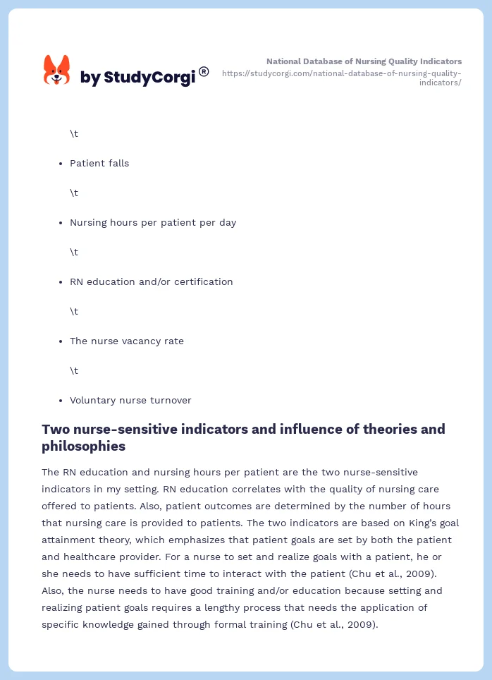 National Database of Nursing Quality Indicators. Page 2