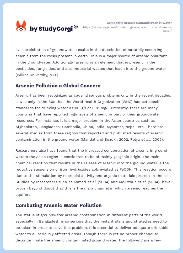 Combating Arsenic Contamination in Water. Page 2
