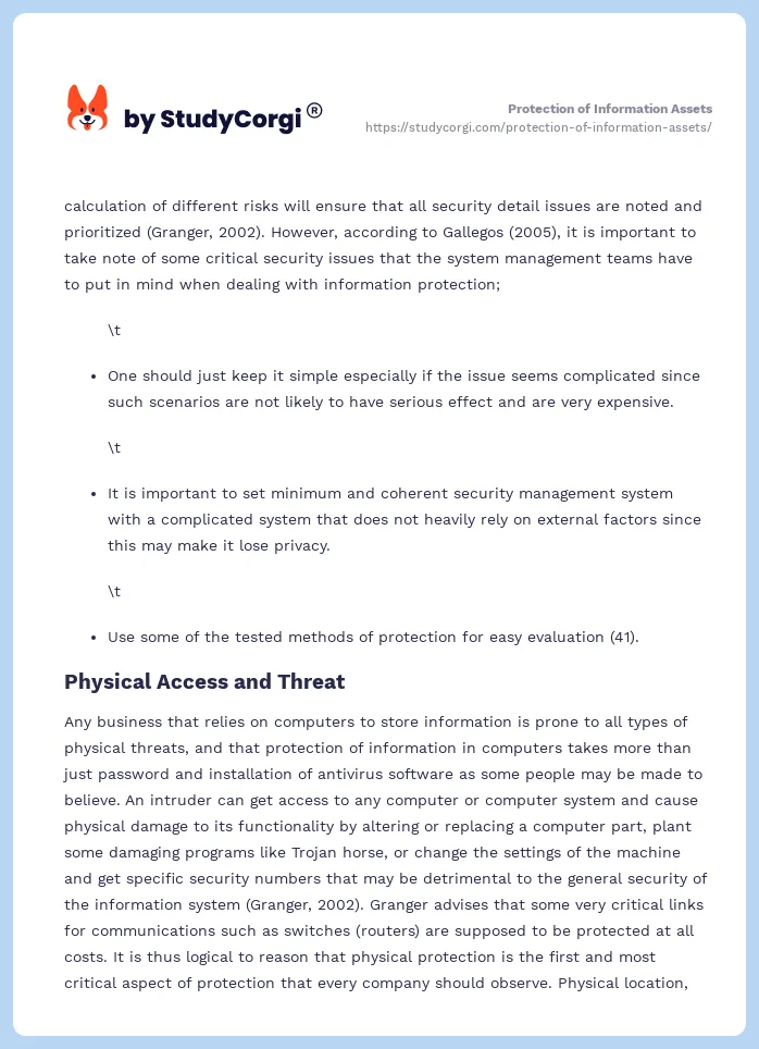Protection of Information Assets. Page 2