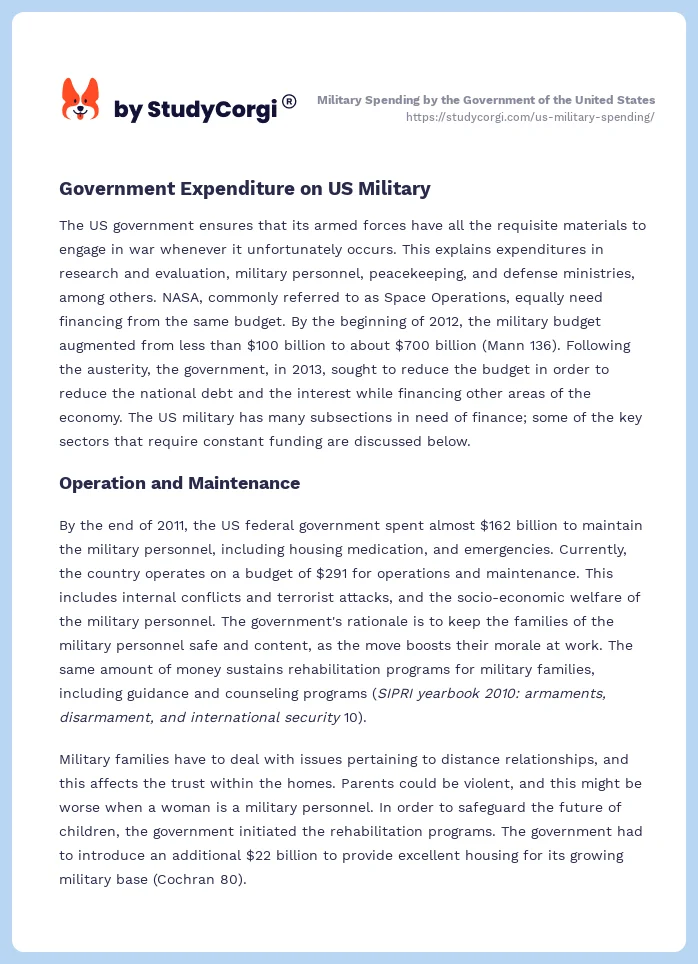 Military Spending by the Government of the United States. Page 2