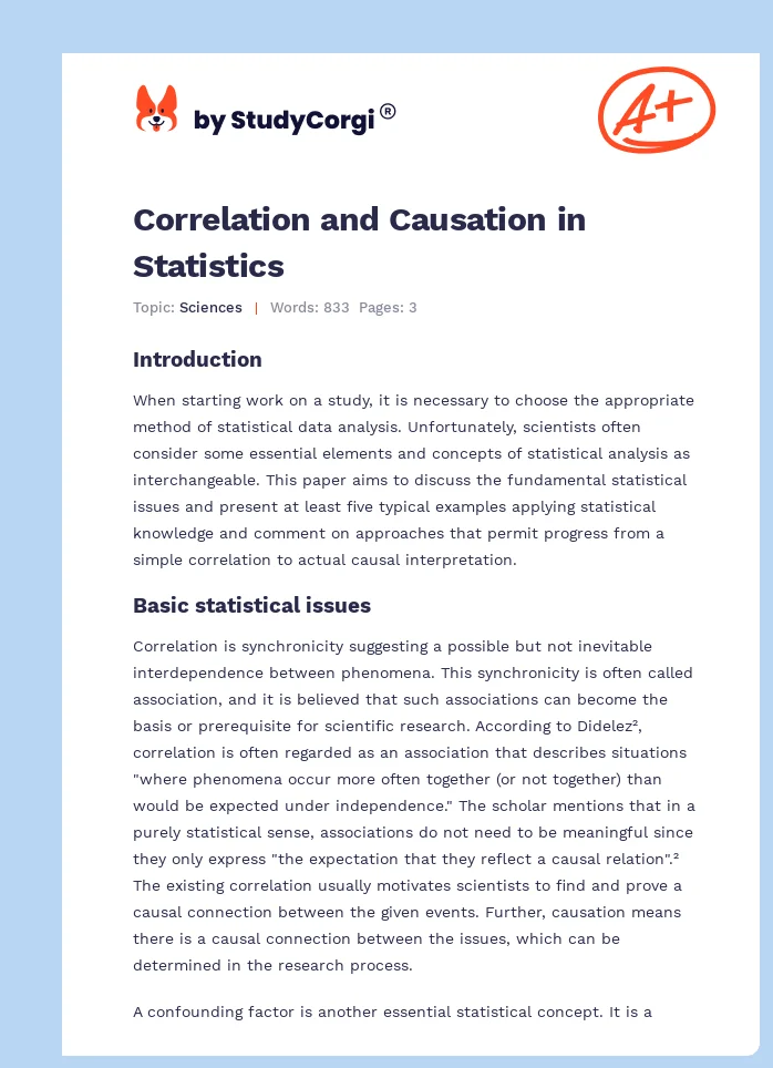 Correlation and Causation in Statistics. Page 1