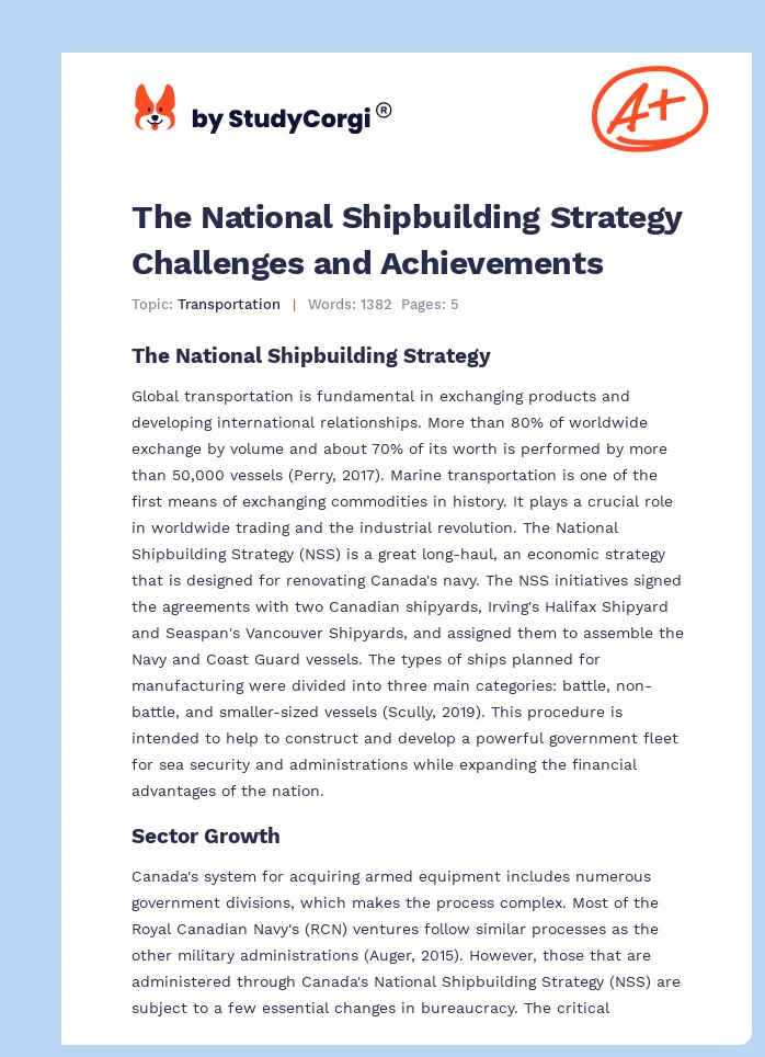 The National Shipbuilding Strategy Challenges and Achievements. Page 1